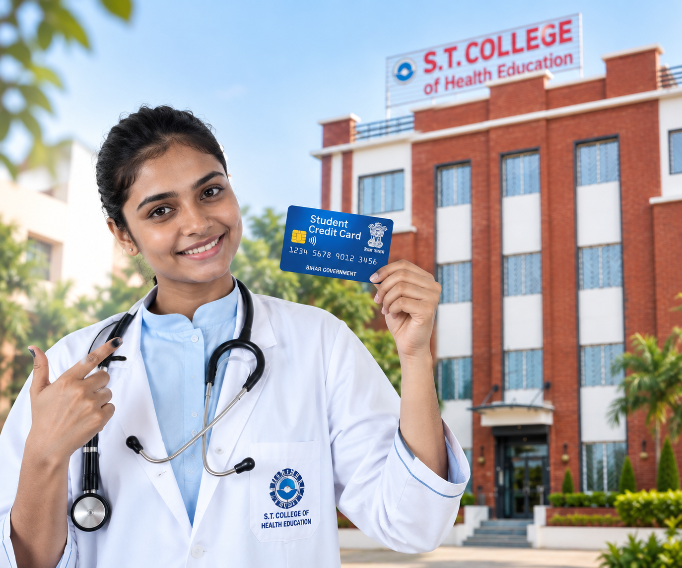 Student representing Bihar Student Credit Card scheme